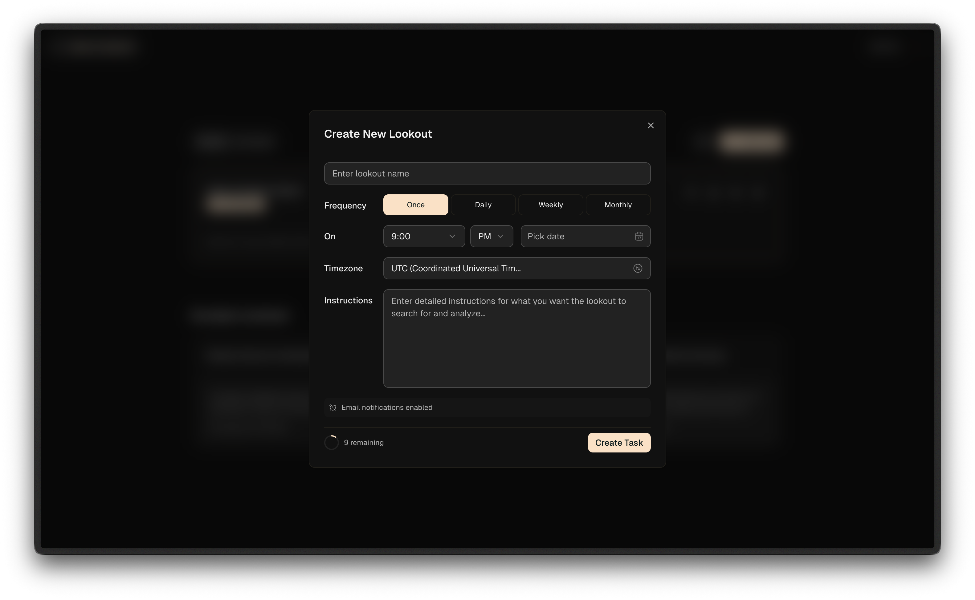 Create New Lookout